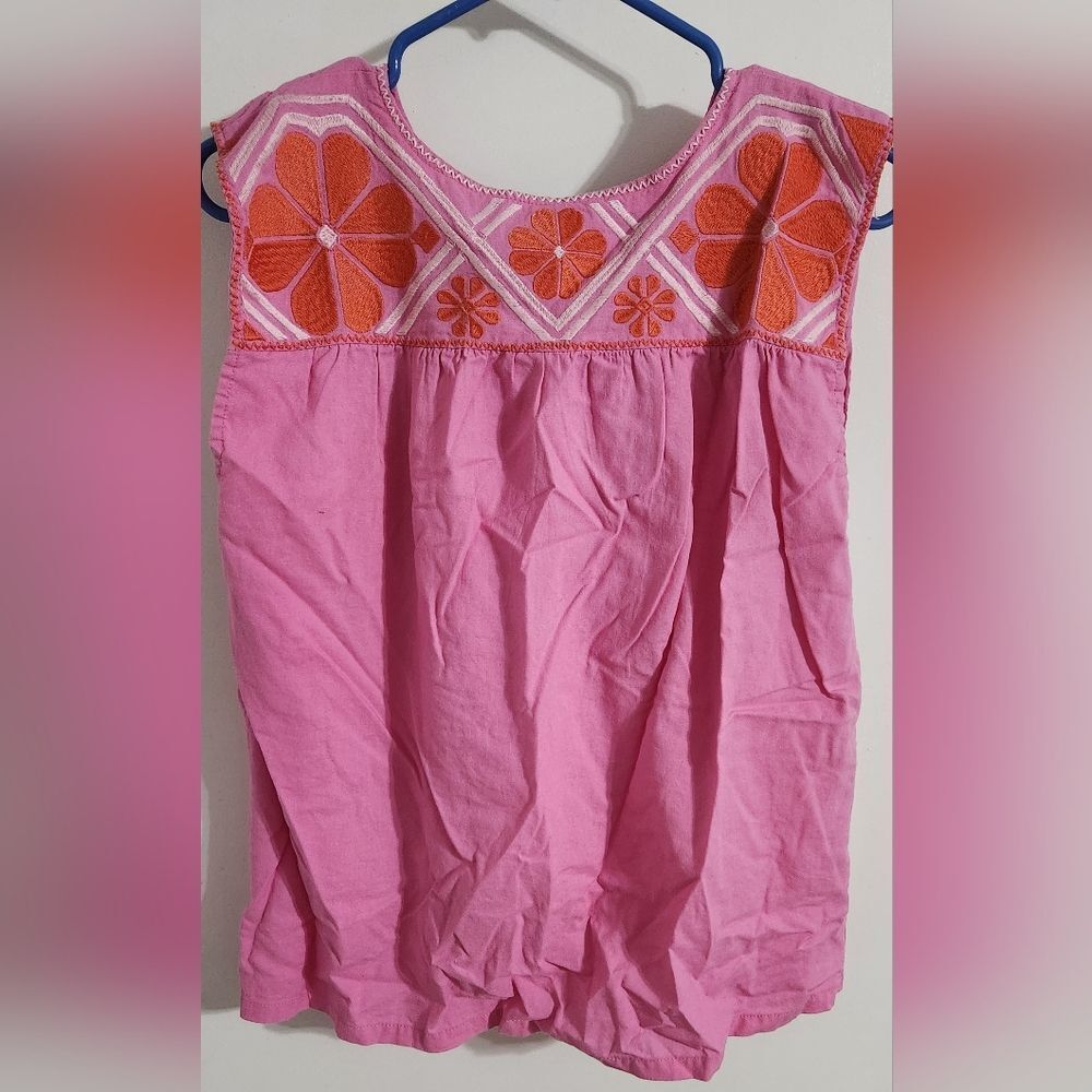 J.marie jm2023 Ember Top V Neck Embroidered Blouse PINK  size S - Picture 5 of 7